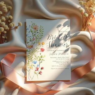 Wildflowers & Greenery Boho Garden Bridal Shower Invitation