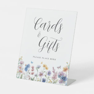 Wildflowers Greenery Bridal Shower Cards and Gifts Pedestal Sign