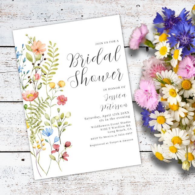 Wildflowers Greenery Elegant Garden Bridal Shower  Invitation (Creator Uploaded)