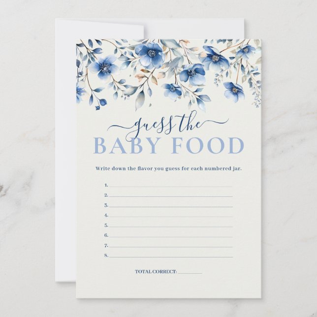 Wildflowers Guess Baby Food Baby Shower Game Card (Front)