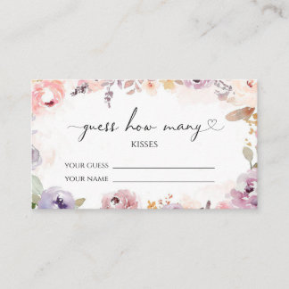 Wildflowers guess how many kisses bridal game enclosure card