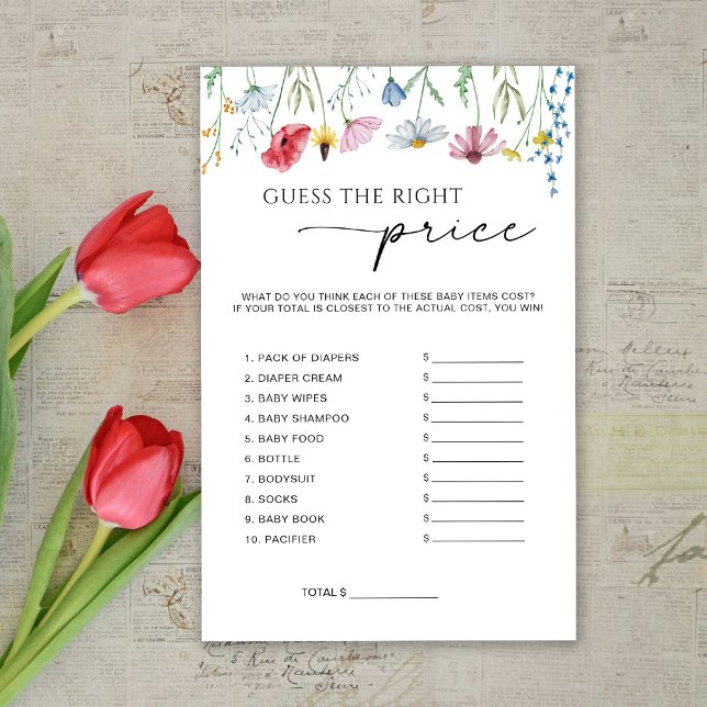 Wildflowers Guess The Price Baby Shower Game (Creator Uploaded)