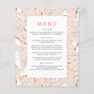 Wildflowers Hand-drawn Elegant Peach Wedding Flyer