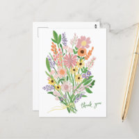 Wildflowers Handpainted Colourful Gouache Thank Yo