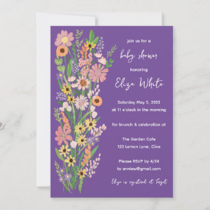 Wildflowers Handpainted Custom Baby Shower Invitation