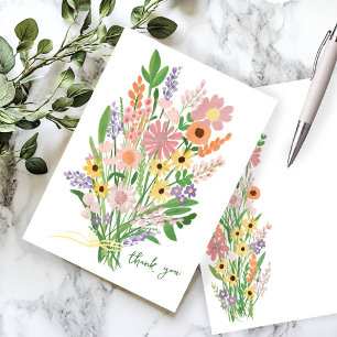 Wildflowers Handpainted Custom Baby Shower Thank You Card