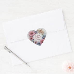 Wildflowers Happy Mother's Day Heart Sticker