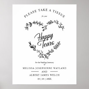 Wildflowers Heart Happy Tears Wedding Quote Poster