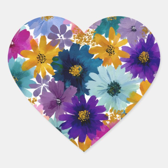 Wildflowers Heart Sticker (Front)