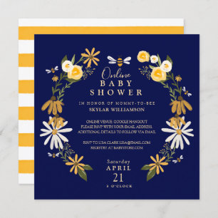 Wildflowers & Honey Bee Floral Online Baby Shower Invitation