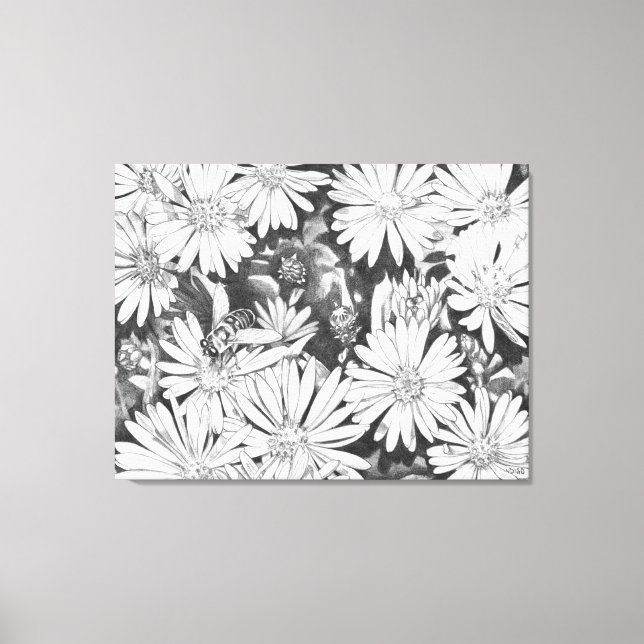 Wildflowers Honeybees Art Print Canvas Large (Front)