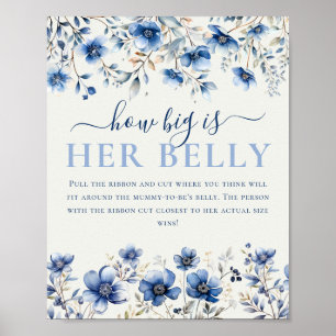 Wildflowers How Big is Her Belly Baby Shower Game Poster