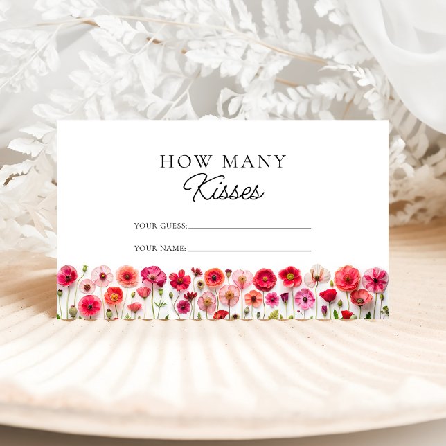 Wildflowers How Many Kisses Bridal Game Enclosure Card (Creator Uploaded)