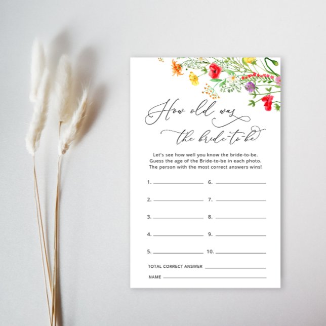 Wildflowers How Old is the Bride to Be Game (Creator Uploaded)