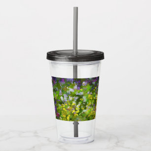 Wildflowers Impasto Painting - Original Flower Art Acrylic Tumbler