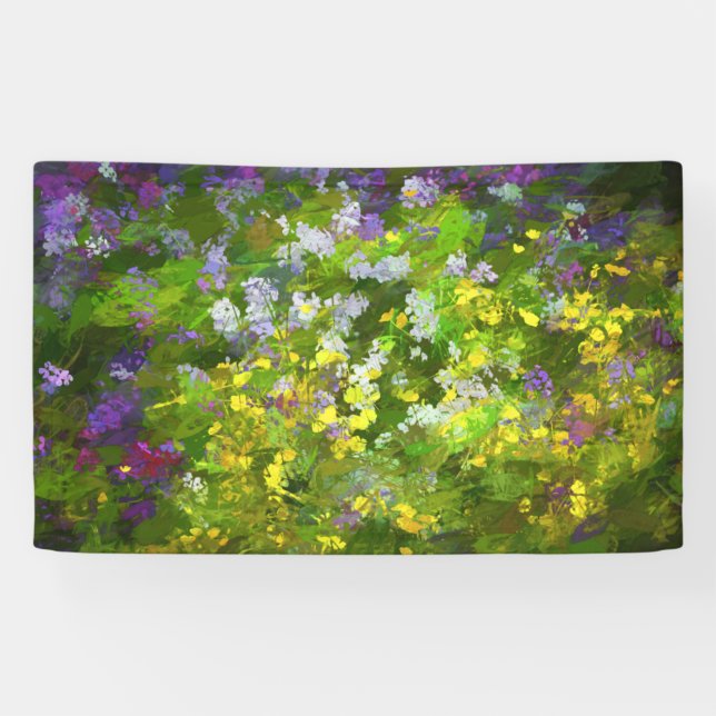 Wildflowers Impasto Painting - Original Flower Art Banner (Horizontal)