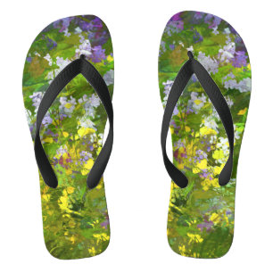 Wildflowers Impasto Painting - Original Flower Art Jandals