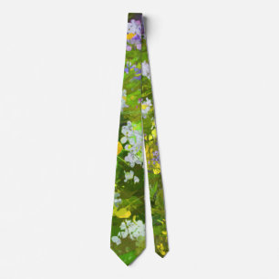 Wildflowers Impasto Painting - Original Flower Art Tie