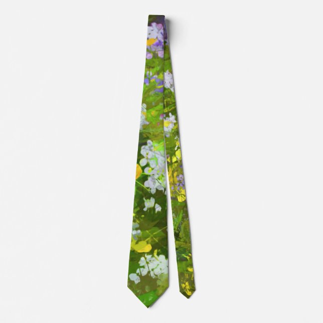 Wildflowers Impasto Painting - Original Flower Art Tie (Front)