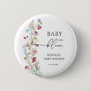 Wildflowers in Bloom Baby Shower 6 Cm Round Badge