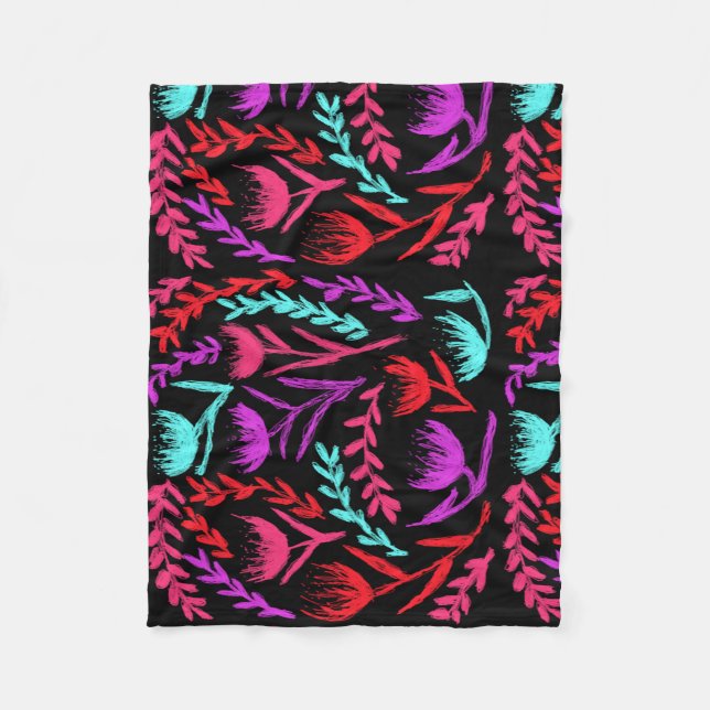 Wildflowers in Colours that POP!  Fleece Blanket (Front)