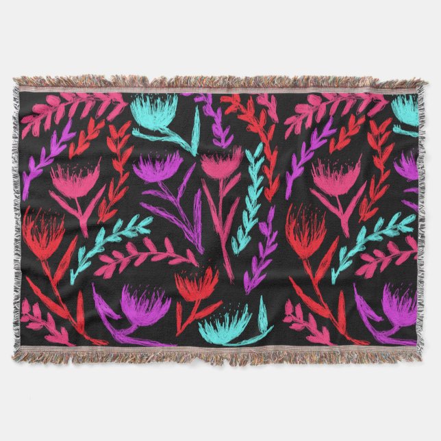 Wildflowers in Colours that POP!  Throw Blanket (Front)