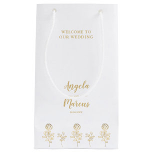 Wildflowers in Faux Gold Wedding Welcome Guest Small Gift Bag