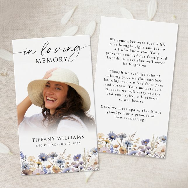 Wildflowers In Loving Memory Photo Prayer Card (Creator Uploaded)