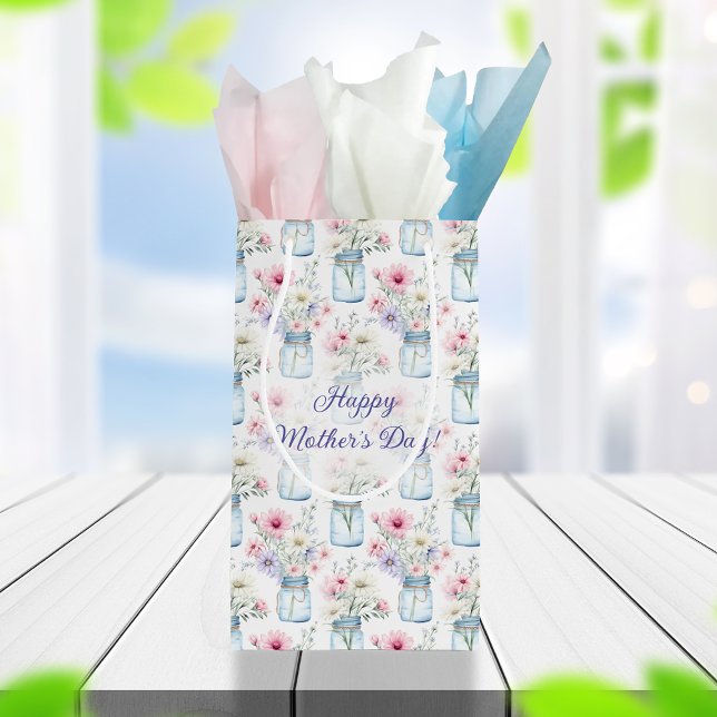 Wildflowers in Mason Jars Happy Mother's Day Small Gift Bag (Creator Uploaded)