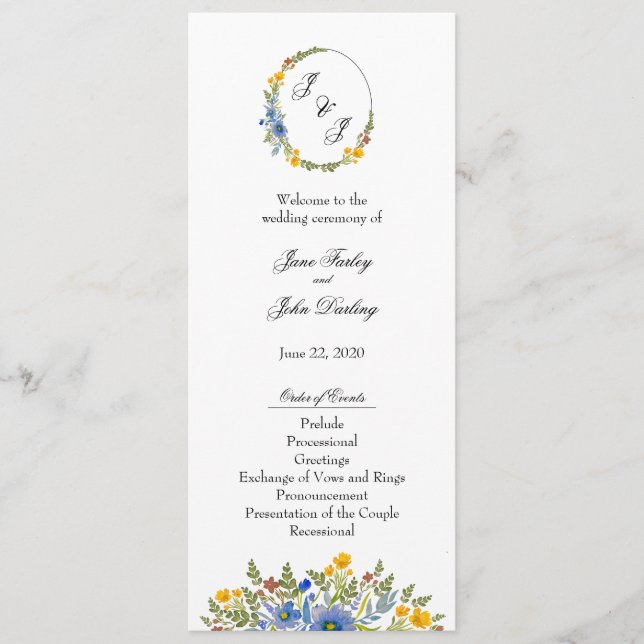 Wildflowers in Primary Colours Program Programme (Front)