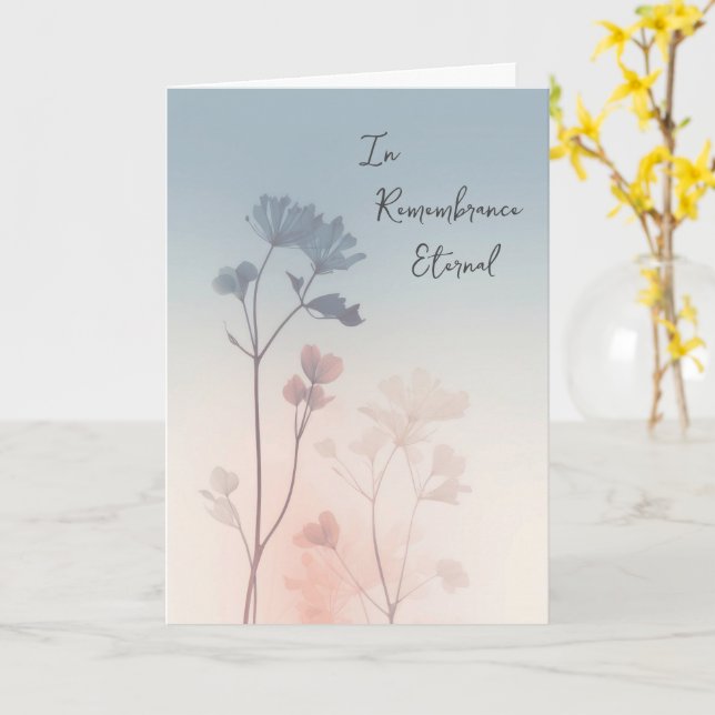 Wildflowers in Soft Hues of Pink and Blue Sympathy Card (Yellow Flower)