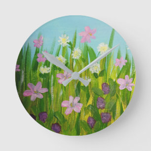 Wildflowers in the grass round clock