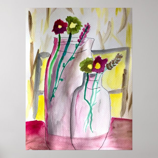 Wildflowers in vase abstract art poster (Front)