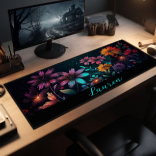 Wildflowers In Vibrant Fractal Colors Desk Mat