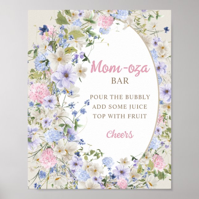 Wildflowers Ivory pastel pink blush Mum-osa bar Poster (Front)
