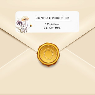Wildflowers ivory purple return address