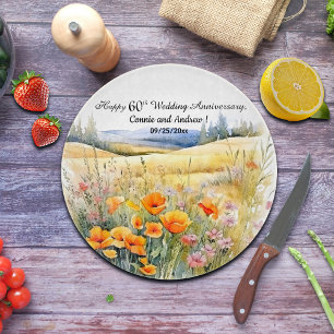 Wildflowers Landscape 60th Wedding Anniversary Cutting Board