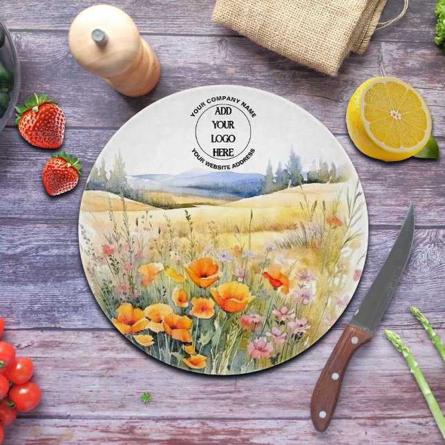 Wildflowers Landscape Business Logo Cutting Board (Creator Uploaded)