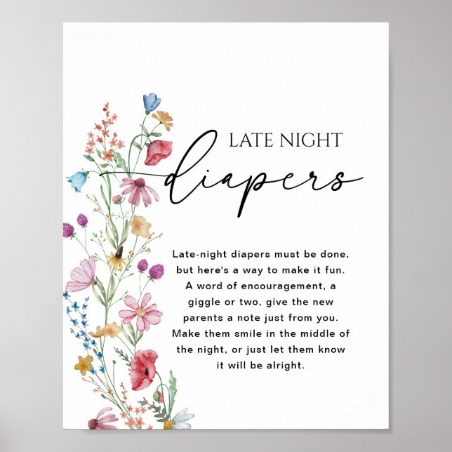 Wildflowers Late Night Diaper Sign (Front)