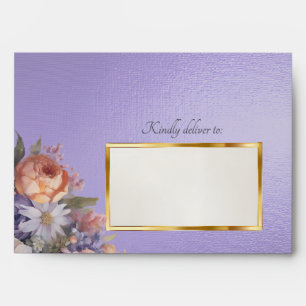 Wildflowers & Leaf Monogram - Blue Lilac Envelope