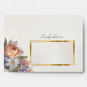 Wildflowers & Leaf Monogram - Ivory Envelope
