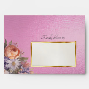 Wildflowers & Leaf Monogram - Rose Pink Envelope