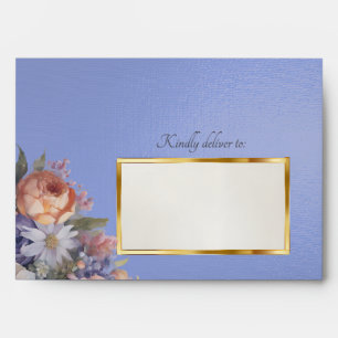 Wildflowers & Leaf Monogram - Sky Blue Envelope