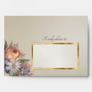 Wildflowers & Leaf Monogram - Wheat Envelope