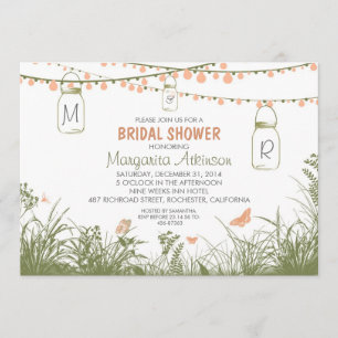 wildflowers, lights & mason jars bridal shower invitation