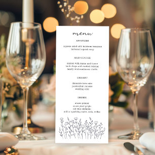 Wildflowers Line Art Elegant Chic Modern CUSTOM Menu