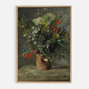 Wildflowers. Loose composition. Oil vintage Poster