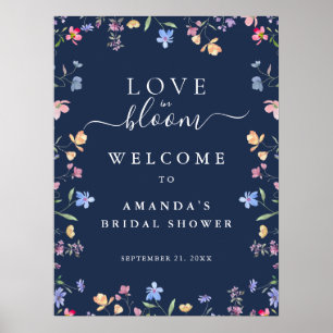 Wildflowers Love in Bloom Bridal Shower Welcome Poster