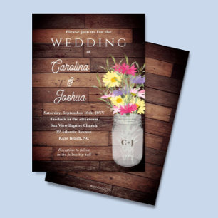 Wildflowers Mason Jar Spring Garden Wedding Invitation