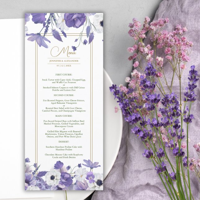 Wildflowers Mauve Purple Wedding Menu (Creator Uploaded)